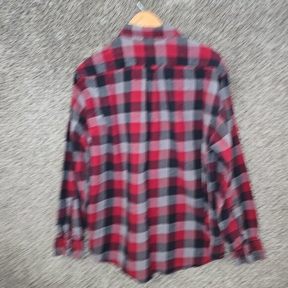 Eddie Bauer Shirt‎ Men's XXL 2XL Button Up Red Plaid Flannel Outdoors Casual - Picture 7 of 7